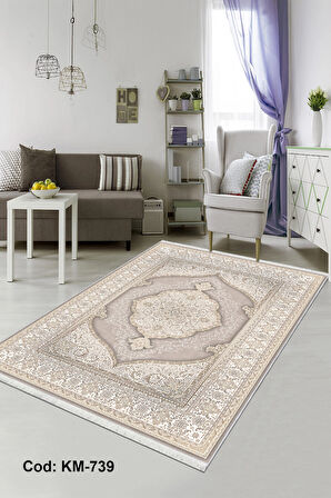 Pamuk Dokuma Taban Kaymaz Yıkanabilir Klasik Desenli  Salon Halısı Mutfak Halısı Koridor Halısı