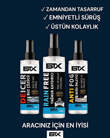 Betax Buz Çözücü - Yagmur Kaydirici - Bugu Önleyici Sprey 200ml 3'lü Set