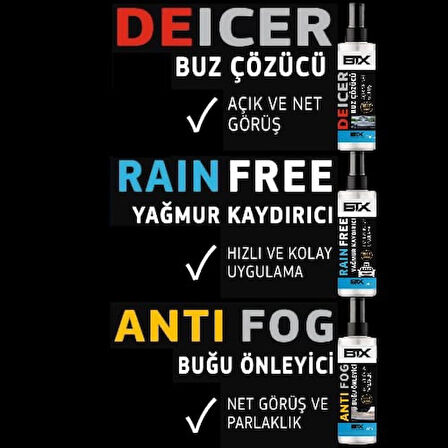 Betax Buz Çözücü - Yagmur Kaydirici - Bugu Önleyici Sprey 200ml 3'lü Set