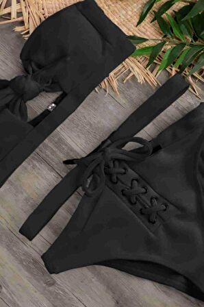 Angelsin Özel Tasarım Bikini Üstü Siyah