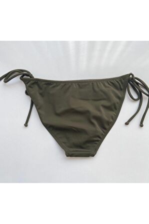 Haki Kenarları ince İp Bağlama Detaylı Bikini Altı