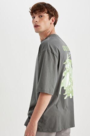 DeFacto One Piece Loose Fit Bisiklet Yaka Sırt Baskılı Kısa Kollu Tişört C5871AX24HSGR474