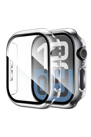 Apple Watch 11-10 42mm Uyumlu SARARMAZ Şeffaf Sert Kasa ve Ekran Koruyucu