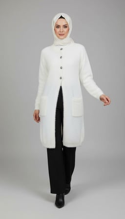KADIN ORTA YAŞ VE ÜZERİ DÜĞMELİ CEPLİ ANGORA HIRKA