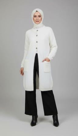KADIN ORTA YAŞ VE ÜZERİ DÜĞMELİ CEPLİ ANGORA HIRKA