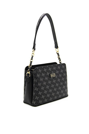 Kadın Omuz Çantası 937-43000 SİLVER POLO ÇAPRAZ Kadın ÇANTASI M178 SİYAH PLATİN-MAT SİYAH