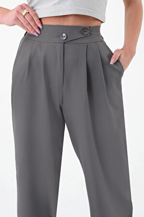 Kadın Antrasit Kore Model Palazzo Pantolon