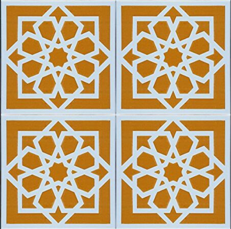 Armada Çini 20x20 Cm SP 101 Sarı Türk Yıldızı Kütahya İznik Çini Karo