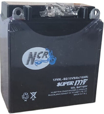 NCR 12V 9 AMPER (12N9L - BS - RUS - JAWA - MZ) MOTOSİKLET AKÜSÜ EBATLAR: 137x76x134mm