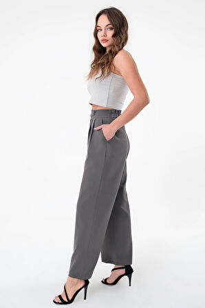 Kadın Antrasit Kore Model Palazzo Pantolon
