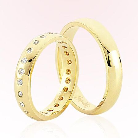 Sarı Taşlı Tamtur Altın Alyans 4301