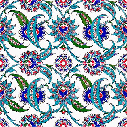 Armada Çini 20x20 Cm AC 1 Yaprak Desenli Kütahya Çini Karo