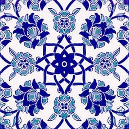 Armada Çini 20x20 Cm Ac 10 Selçuk Mavi Çiçek Desenli Kütahya Çini