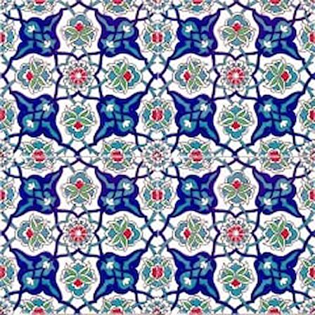 Armada Çini 20x20 Cm Ac 27 Kütahya Çini Rumi Desenli İznik Çini Karo