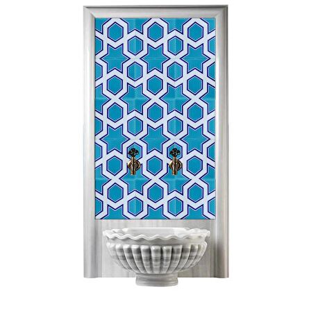 Armada Çini 60x100 Cm SP 98 Mavi Yıldız Serigraf Türk Hamamı Pano
