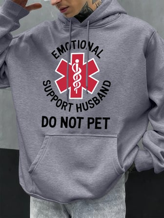 Duygusal Destek Eşinizi Sarmayın Baskılı Erkek Kapüşonlu Üstleri Hip Hop Modası Kapüşonlu Son