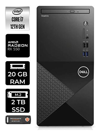 DELL VOSTRO i7 12700 20GB RAM 2TB SSD RX550/4GB W11HOME N7598VDT3910 MASAÜSTÜ PC & PER4 BELLEK