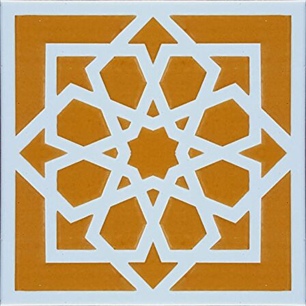 Armada Çini 20x20 Cm SP 101 Sarı Türk Yıldızı Kütahya İznik Çini Karo