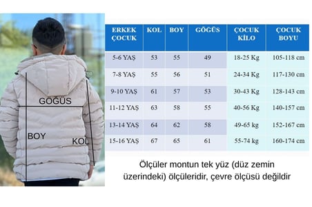 Erkek Çocuk Çıkarılabilir Kapüşonlu Sık Dikişli Nova Kumaş Kışlık Şişme Mont KM4016