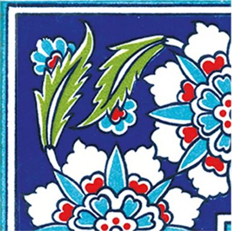 Armada Çini 10x10 cm KSK 18 Osmanlı Yaprak Desen Çini Bordür Köşe