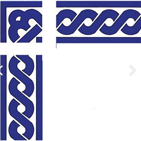Armada Çini 10x10 cm KSK 20K Kobalt Zincir Desen Çini Bordür Köşe