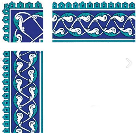 Armada Çini 10x10 cm KSK 44 Klasik Rumi Desenli Çini Bordür Köşesi