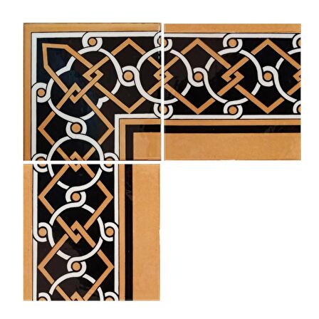 Armada Çini 20x20 cm KSK 77 Zincir Desenli İznik Çini Bordür Köşesi