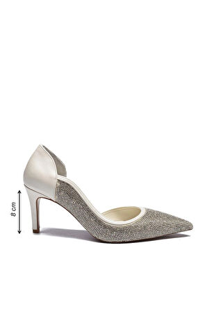 Kadın Stiletto Abiye Taş İşlemeli Sivri Burun Açık Topuklu Ayakkabı 4305