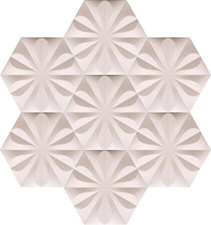 Armada Çini 15x17 Cm Çiçekli Beyaz Altıgen Seramik