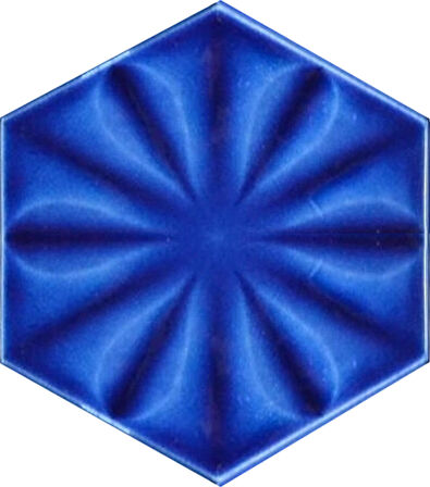Armada Çini 15x17 Cm Çiçekli Kobalt Altıgen Seramik