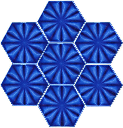Armada Çini 15x17 Cm Çiçekli Kobalt Altıgen Seramik