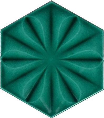 Armada Çini 15x17 Cm Çiçekli Yeşil Altıgen Seramik