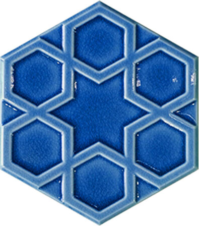 Armada Çini 15x17 Cm Rölyefli Yıldız Kobalt Altıgen Seramik