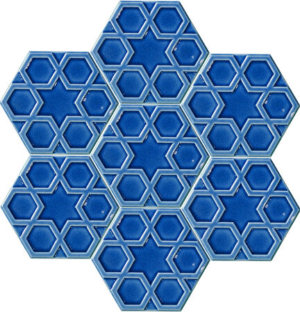 Armada Çini 15x17 Cm Rölyefli Yıldız Kobalt Altıgen Seramik