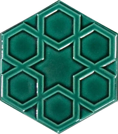 Armada Çini 15x17 Cm Rölyefli Yıldız Yeşil Altıgen Seramik