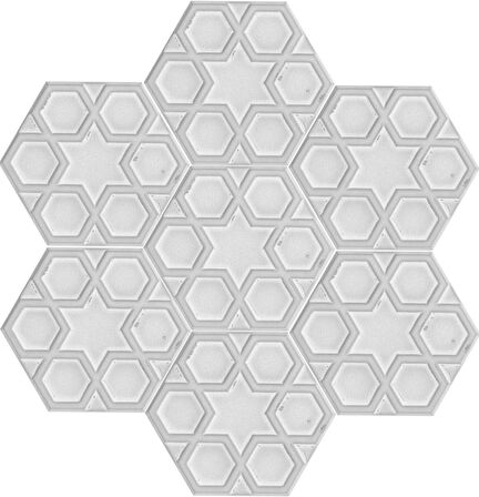 Armada Çini 15x17 Cm Rölyefli Yıldız Beyaz Altıgen Seramik