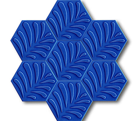 Armada Çini 15x17 Cm Yaprak Kobalt Altıgen Seramik