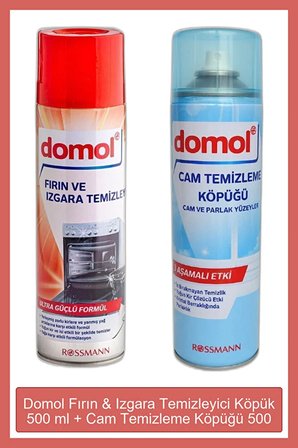 Fırın & Izgara Temizleyici Köpük 500 ml + Cam Temizleme Köpüğü Cam ve Parlak Yüzeyler 500 ml