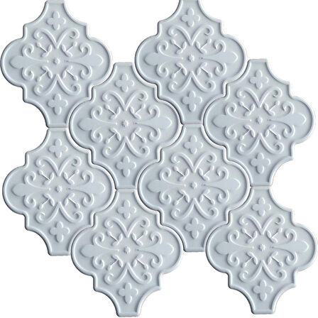 Armada Çini 12x12 Ottoman Çiçekli Arabesk Beyaz Çini
