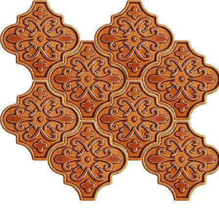 Armada Çini 12x12 Ottoman Çiçekli Arabesk Karamel Çini