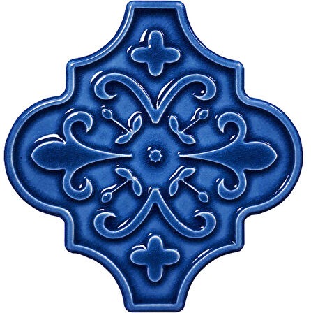 Armada Çini 12x12 Ottoman Çiçekli Arabesk Kobalt Çini