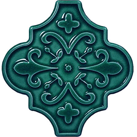 Armada Çini 12x12 Ottoman Çiçekli Arabesk Yeşil Çini