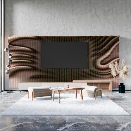 PRM822 Modern Parametrik Dalgalı Ahşap TV Ünitesi