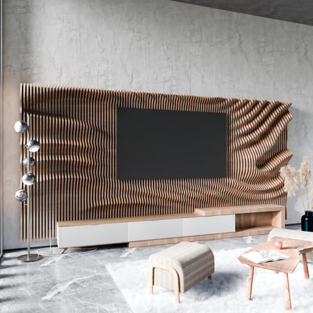PRM822 Modern Parametrik Dalgalı Ahşap TV Ünitesi