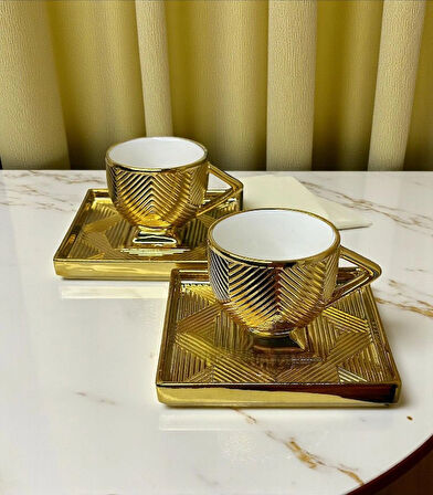 KRD Art Deco 2 Kişilik Kahve Fincan Takımı 80 ml Klasik 