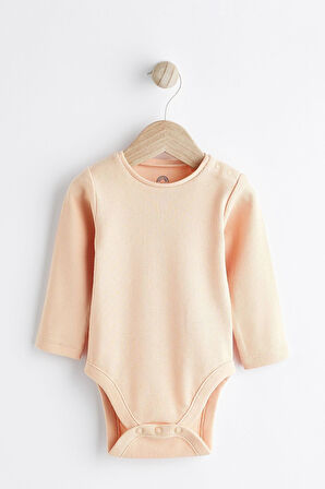 Next Baby Pamuklu Mavi Turuncu Denim Salopet Body Zıbın Set
