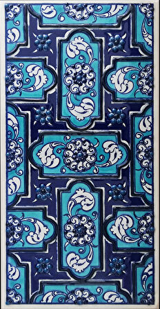 Armada Çini 10x20 Cm ED 220 Mavi Geometrik El dekoru Çini Karo