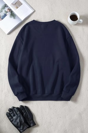 Unisex Love Baskılı Bisiklet Yaka Sweatshirt