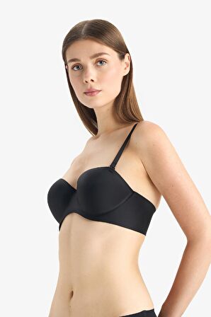 DeFacto Push Up Micro Dolgulu Push Up Straplez Sütyen-Fall in Love C1526AX25SPBK81