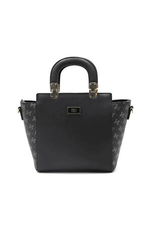 Kadın Omuz Çantası 1108-43124 SİLVER POLO  Kadın ÇANTASI M178 SİYAH PLATİN-MAT SİYAH